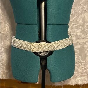 Elegant White Beaded Women's Belt